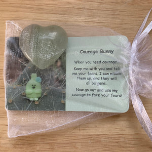 Courage Bunny Mental Wellbeing Card and Heart Crystal