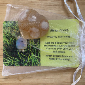 Sleep Sheep Mental Wellbeing Card and Heart Crystal