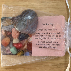 Lucky Pig Mental Wellbeing Card and Heart Crystal