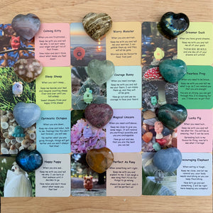 Worry Monster Mental Wellbeing Card and Heart Crystal