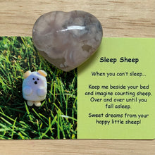 Load image into Gallery viewer, Sleep Sheep Mental Wellbeing Card and Heart Crystal
