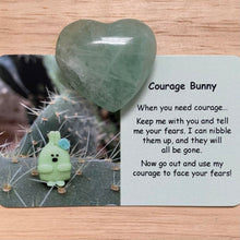 Load image into Gallery viewer, Courage Bunny Mental Wellbeing Card and Heart Crystal
