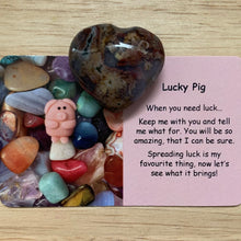 Load image into Gallery viewer, Lucky Pig Mental Wellbeing Card and Heart Crystal

