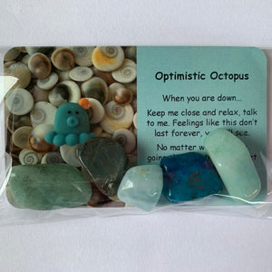 Optimistic Octopus Mental Wellbeing Card and Crystals