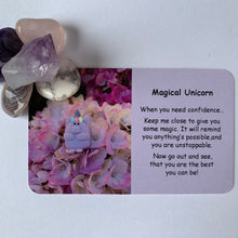 Load image into Gallery viewer, Magical Unicorn Mental Wellbeing Card and Tumble Crystals
