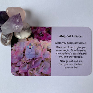 Magical Unicorn Mental Wellbeing Card and Tumble Crystals