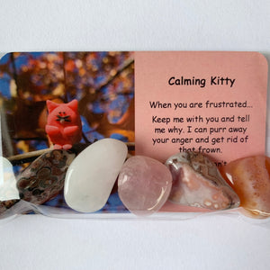 Calming Kitty Mental Wellbeing Card and Tumble Crystals