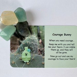 Courage Bunny Mental Wellbeing Card and Tumble Crystals