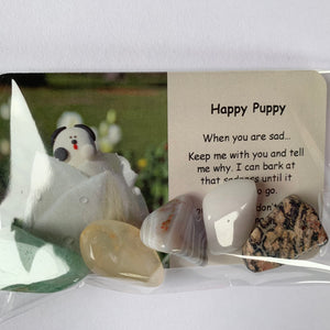 Happy Puppy Mental Wellbeing Card and Crystals